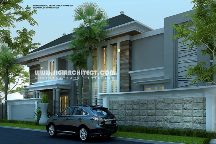 Rumah Mewah Kolam Renang, Desain Klasik Mediteran 2 Lantai Hook