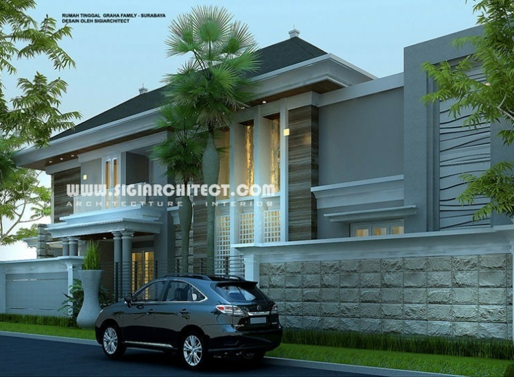 Rumah Mewah Kolam Renang, Desain Klasik Mediteran 2 Lantai Hook