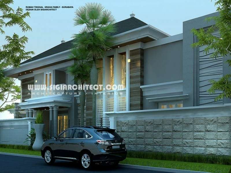Rumah Mewah Kolam Renang, Desain Klasik 2 Lantai Hook
