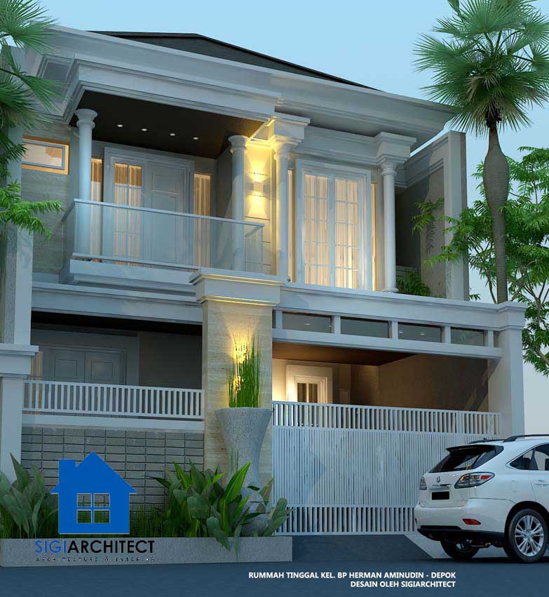 arsitek desain rumah type 250 M2 klasik 2 lantai