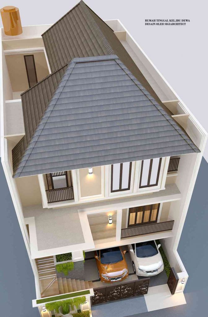 desain atap rumah semibasemen 3 lantai