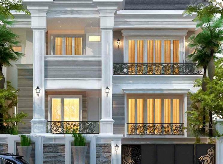 Desain Rumah Hook Semibasemen 3 Lantai Klasik Type 500