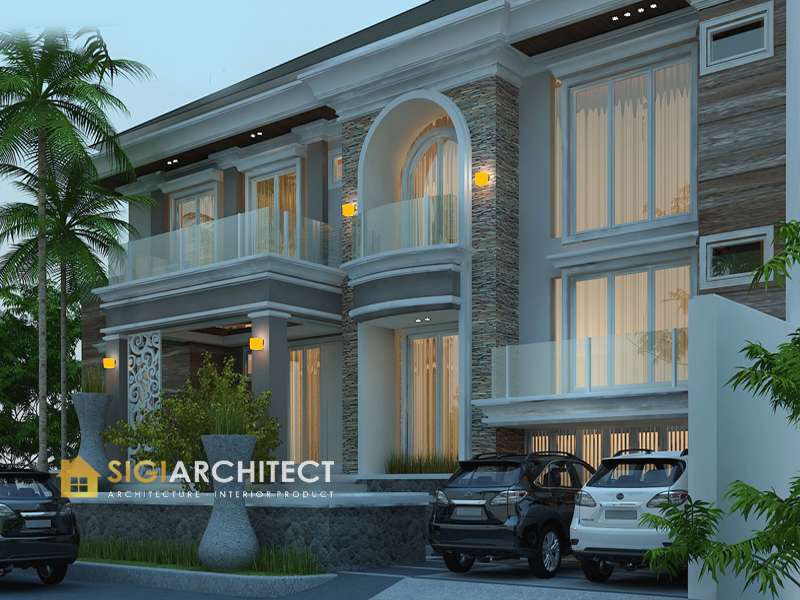 jasa arsitek desain rumah klasik modern 3 lantai kavling hook sigiarchitect