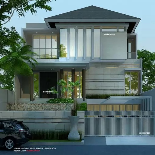 jasa arsitek desain rumah tropis minimalis 3 lantai sigiarchitect