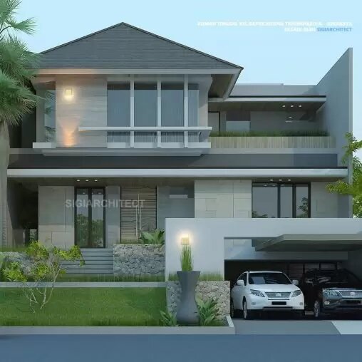 jasa arsitek desain rumah tropis modern 3 lantai sigiarchitect