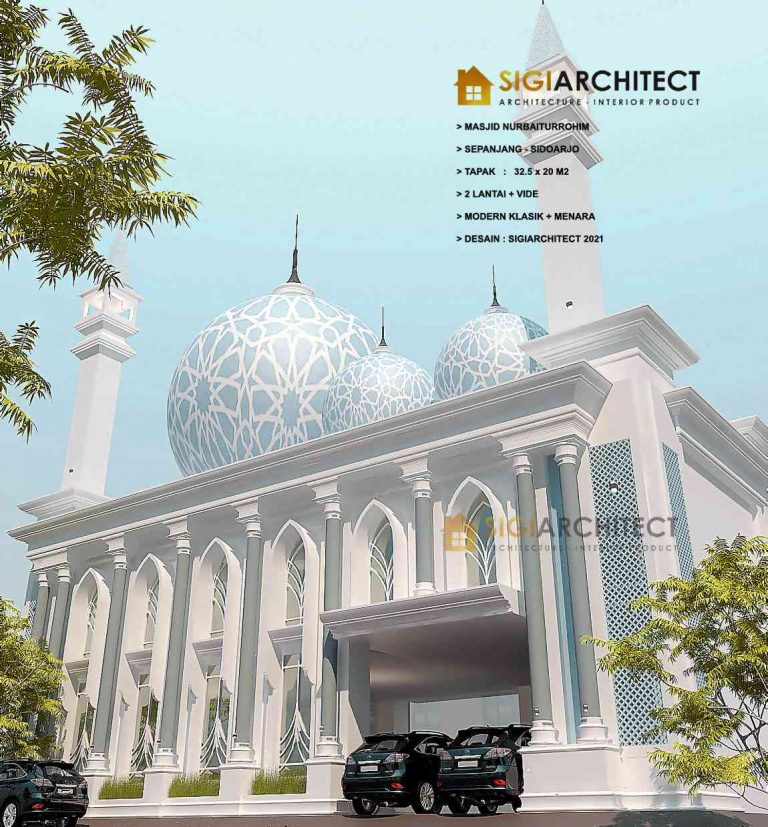  Desain  Masjid  2 Lantai Kubah Menara Modern Klasik