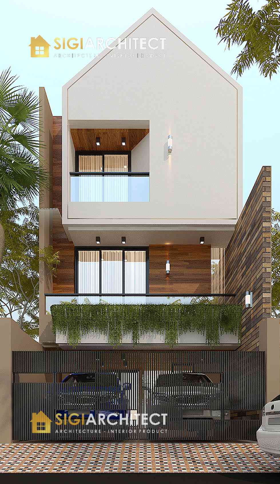 Desain rumah 200 m2 3 lantai 5 6 m