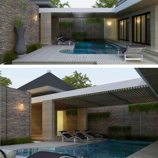 RENOVASI TAMPAK DEPAN RUMAH & PENGEMBANGAN AREA KOLAM RENANG
