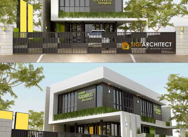 DESAIN BIMBEL KANTOR 2 LANTAI MODERN MINIMALIS