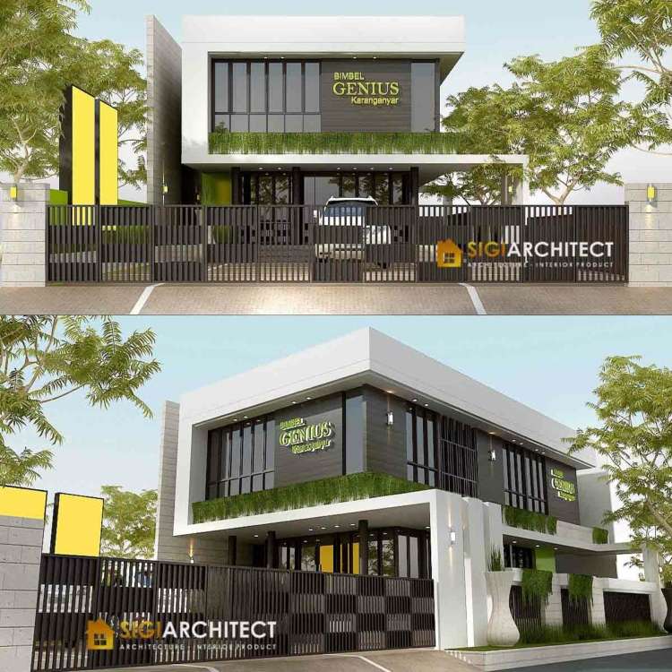 DESAIN BIMBEL KANTOR 2 LANTAI MODERN MINIMALIS