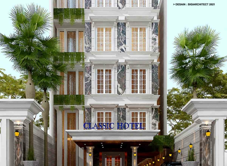 Desain Hotel & Guest House Klasik Modern 4-5 Lantai