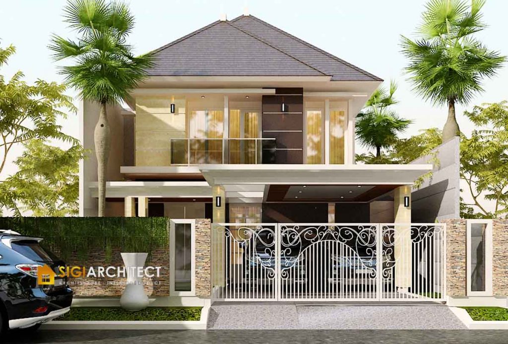 Desain Rumah Minimalis Tropis 2 Lantai LB 300 M2, Modern Facade