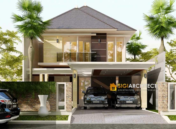 Desain Rumah Minimalis Tropis 2 Lantai LB 300 M2, Modern Facade