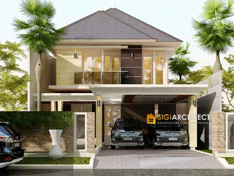 Desain Rumah Minimalis Tropis 2 Lantai LB 300 M2, Modern Facade