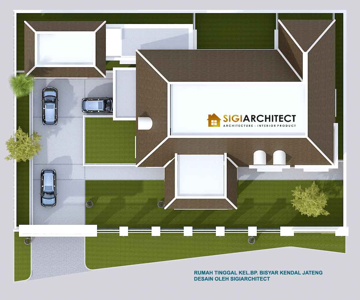 rumah american style 1 lantai denah atap