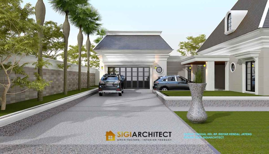 rumah american style 1 lantai desain fasad