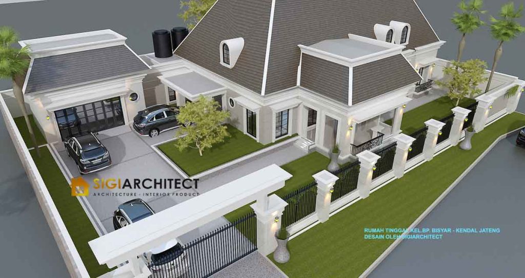 rumah american style 1 lantai model atap