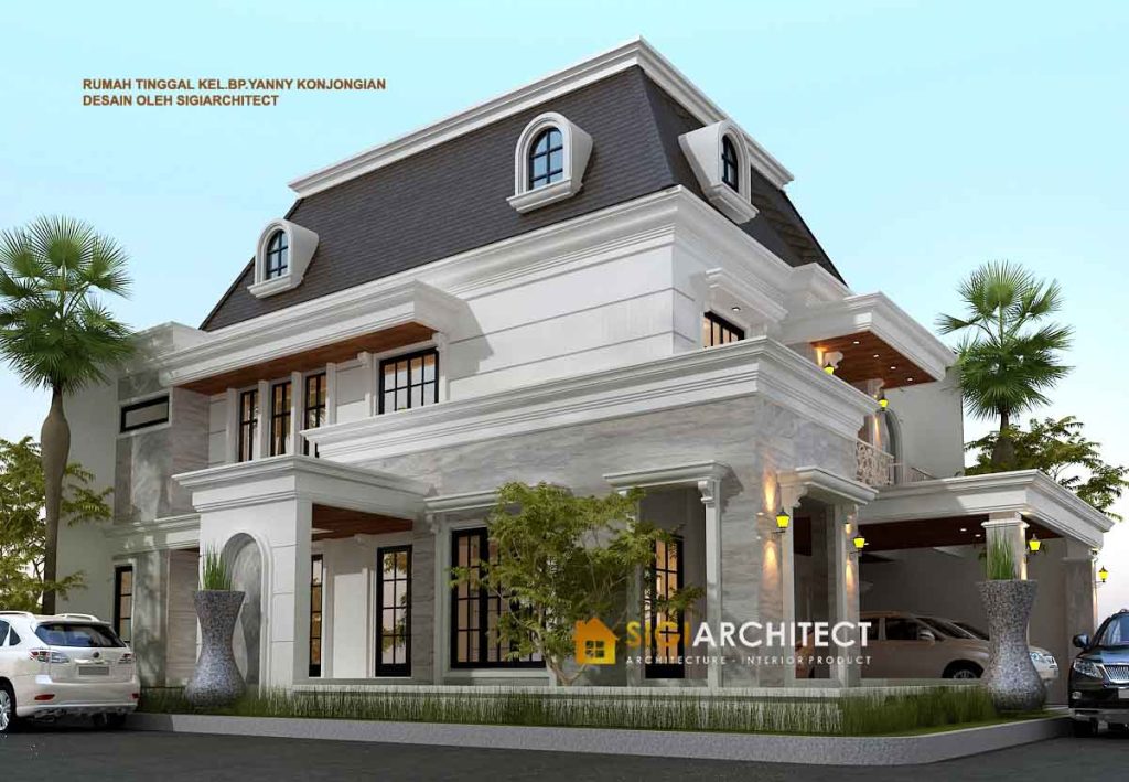 rumah hook american desain classic eropa 2 lantai