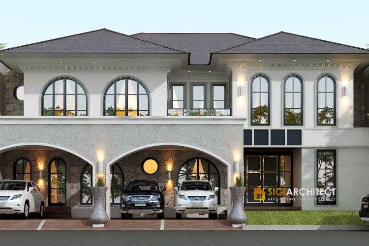 Model Rumah Mediteran Klasik 2 Lantai LB 500 M2