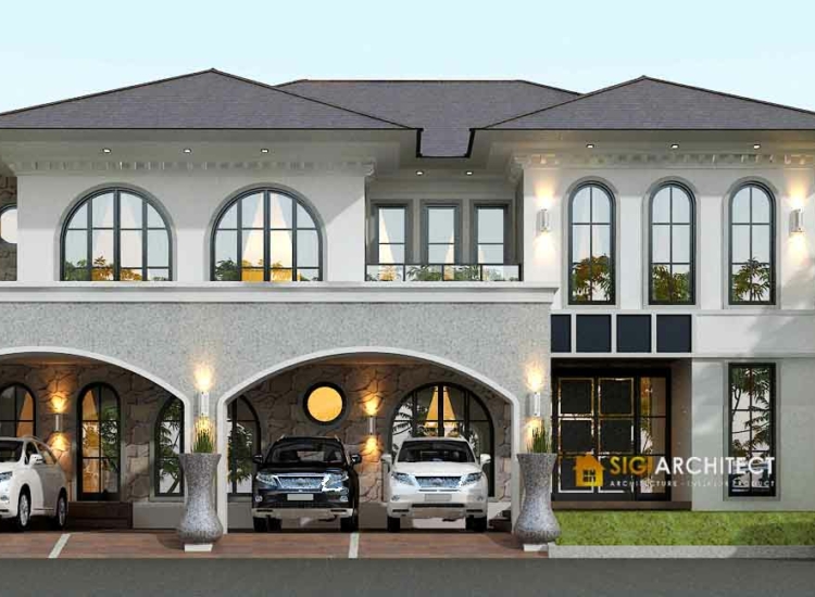 Model Rumah Mediteran Klasik 2 Lantai LB 500 M2