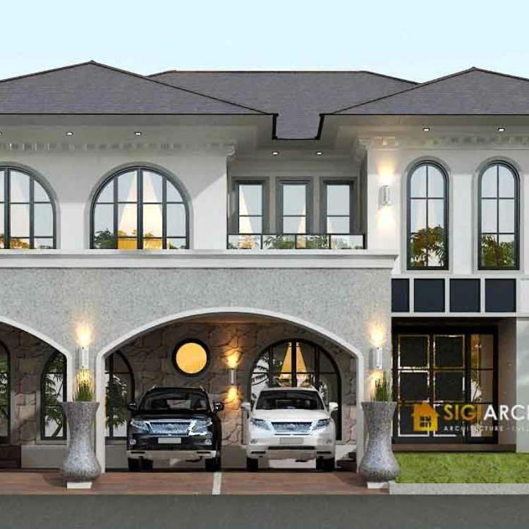 Model Rumah Mediteran Klasik 2 Lantai LB 500 M2