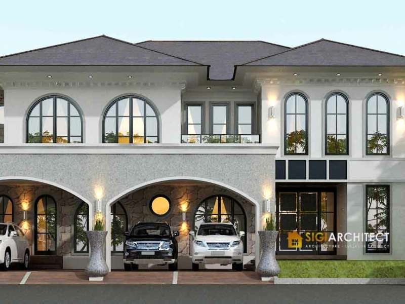 Model Rumah Mediteran Klasik 2 Lantai LB 500 M2