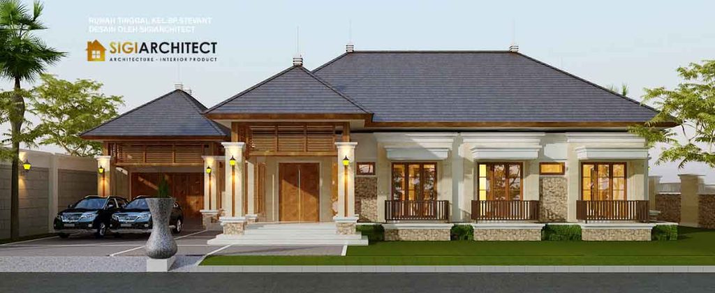 desain pagar rumah joglo 1 lantai