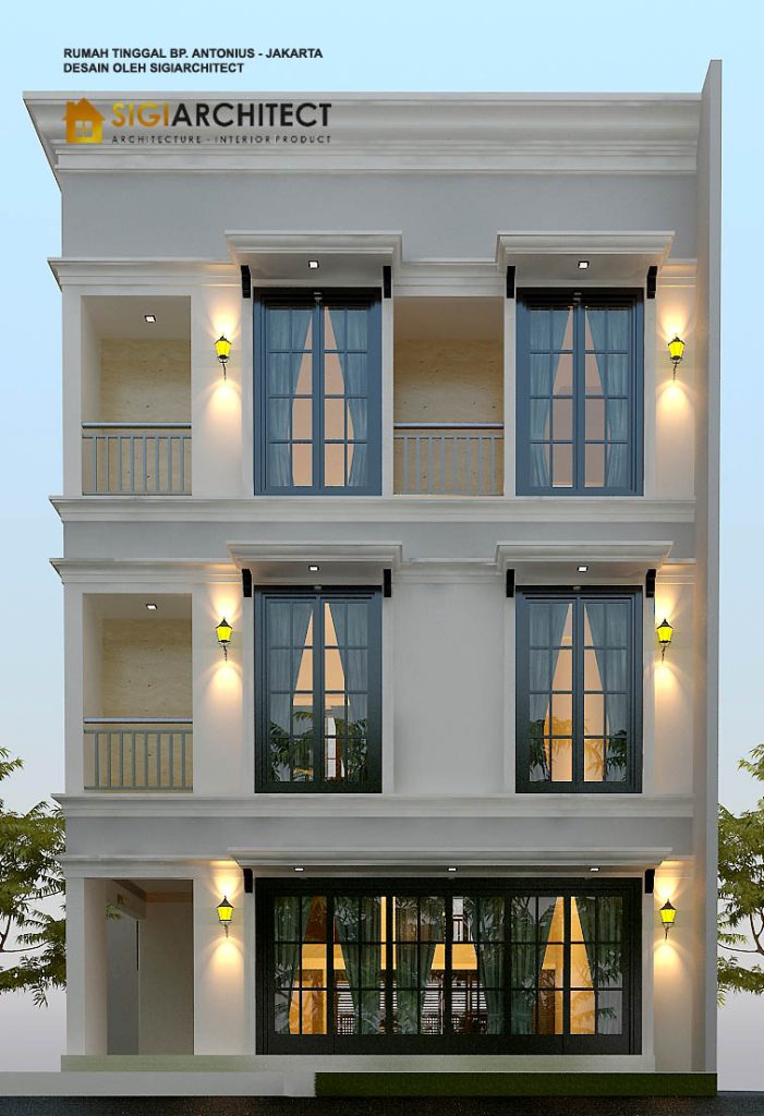 desain balkon rumah mewah 3 lantai