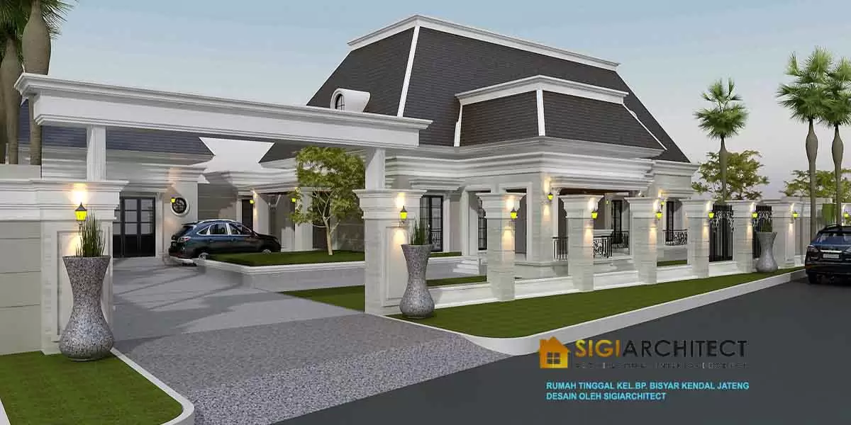 jasa arsitek desain rumah klasik 1 lantai american