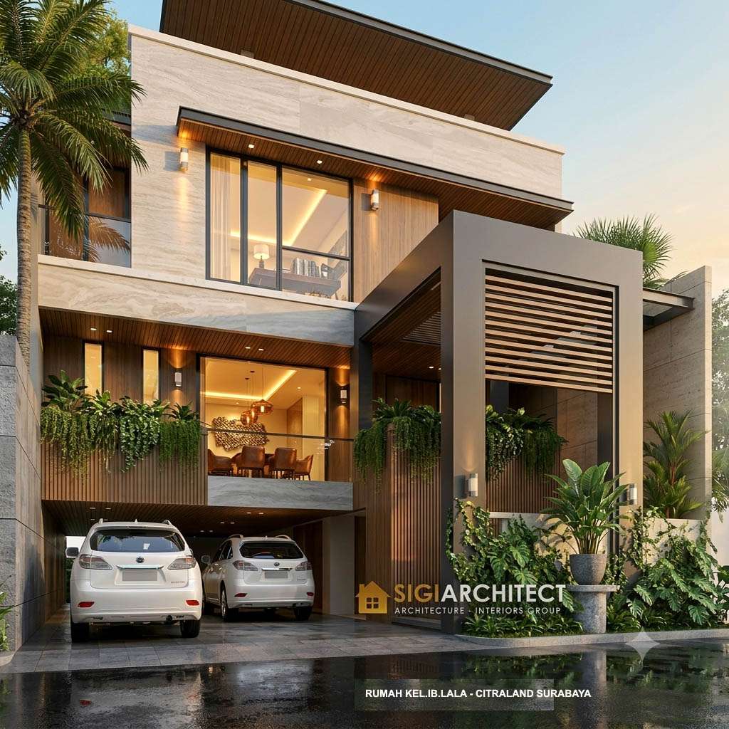 Desain Rumah Modern Minimalis 3 Lantai & Rooftop SIGIARCHITECT