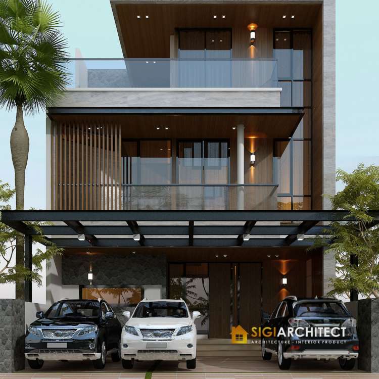 Rumah 3 Lantai Model Minimalis Modern & rooftop
