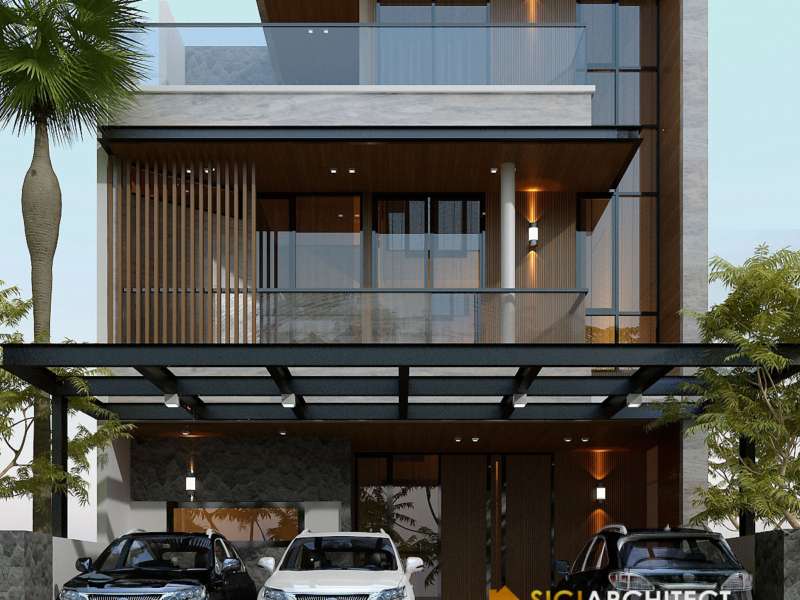 Rumah 3 Lantai Model Minimalis Modern & rooftop