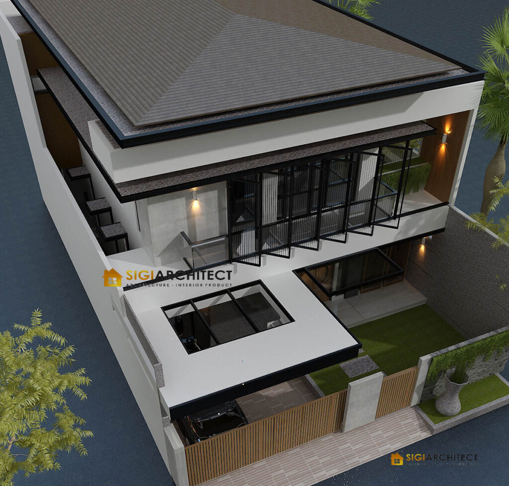 Fasad rumah minimalis 2 lantai 300 M2 lEBAR 9 M