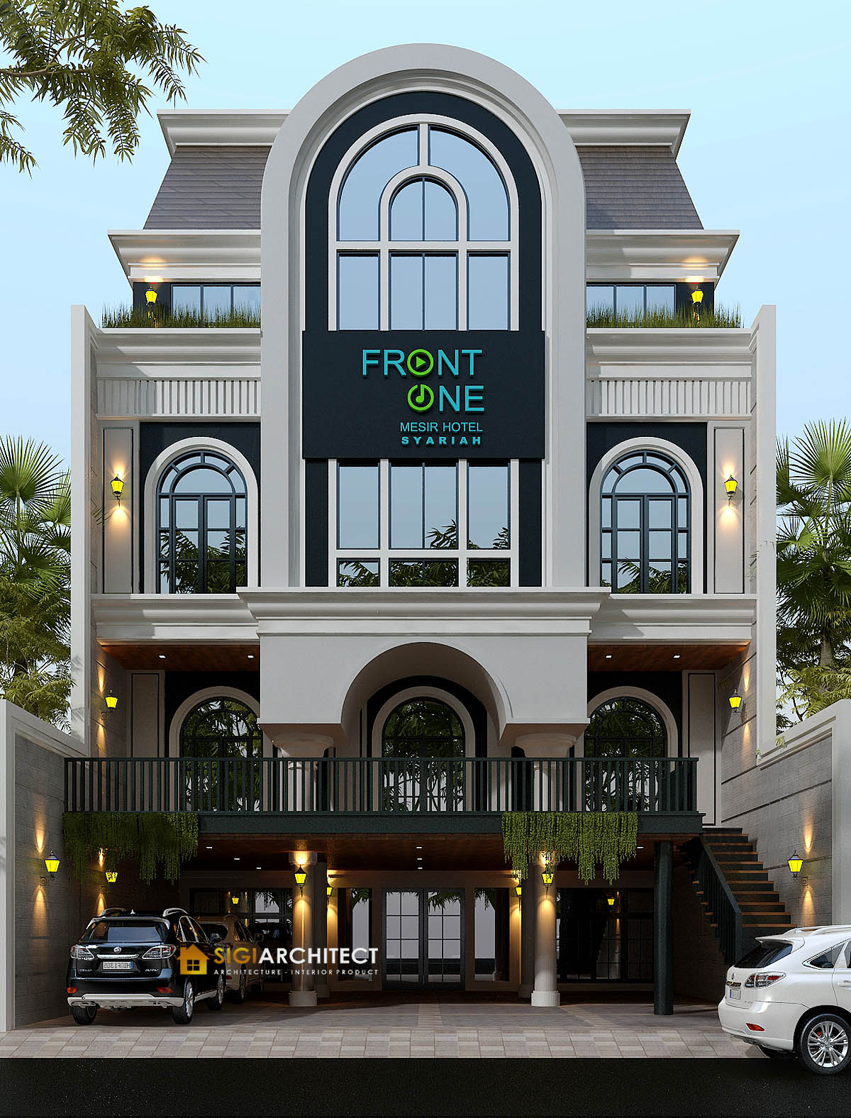 desain hotel 4 lantai lebar 13M mediteran desain hotel 4 lantai lebar 13M mediteran