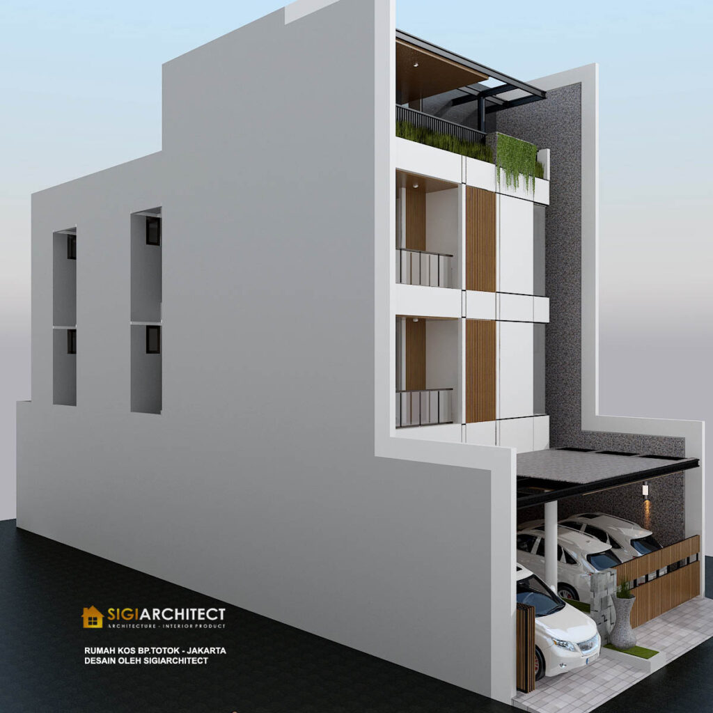 DESAIN KOS 3 LANTAI DESAIN INDUSTRIAL MINIMALIS