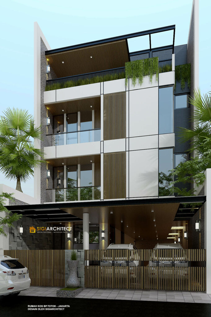 DESAIN RUMAH KOS 3 LANTAI DESAIN INDUSTRIAL MINIMALIS