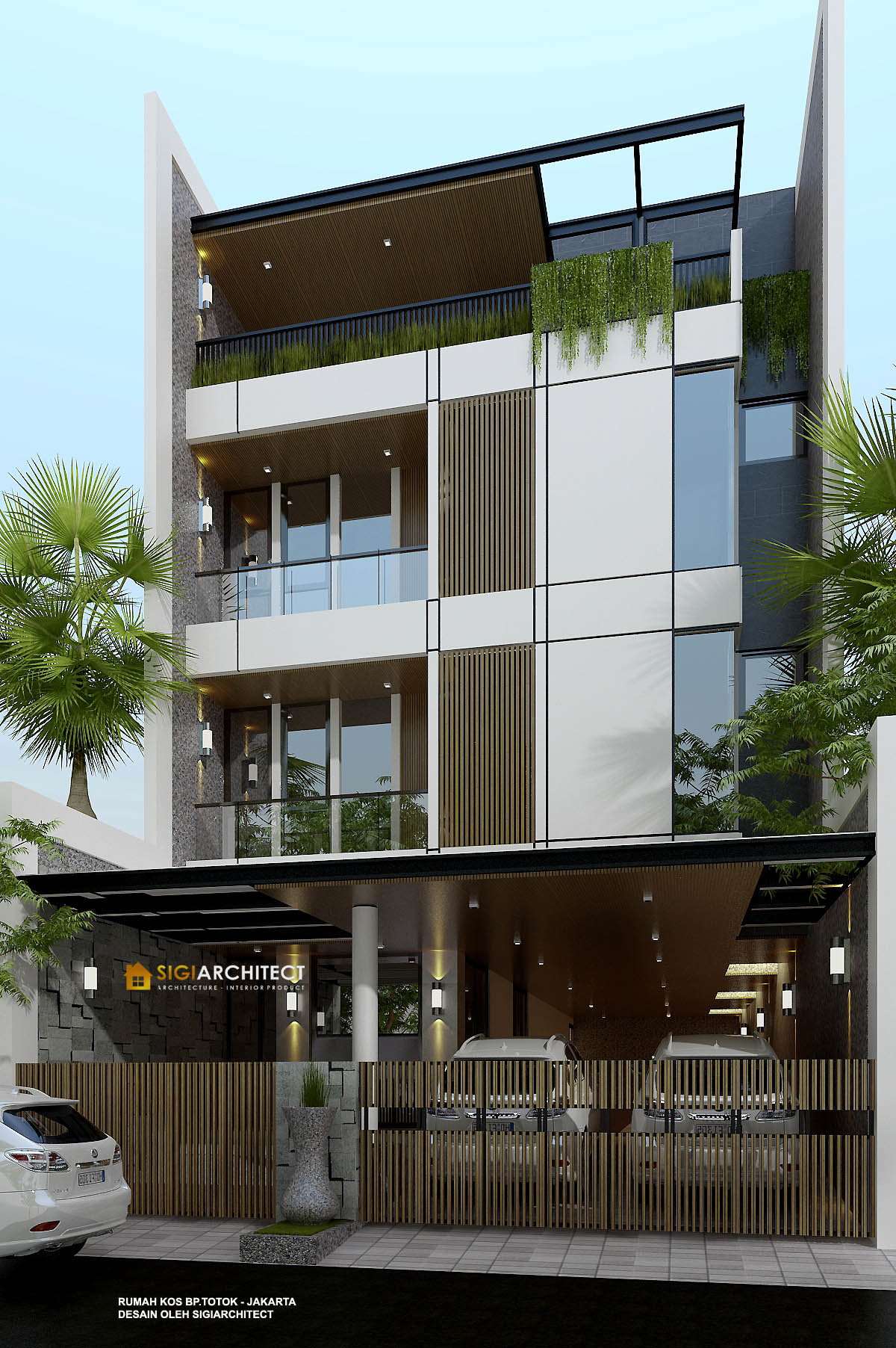 DESAIN RUMAH KOS 3 LANTAI DESAIN INDUSTRIAL MINIMALIS