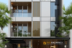 Desain Kos Minimalis Industrial 3 Lantai