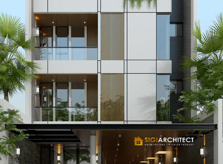 Desain Kos Minimalis Industrial 3 Lantai