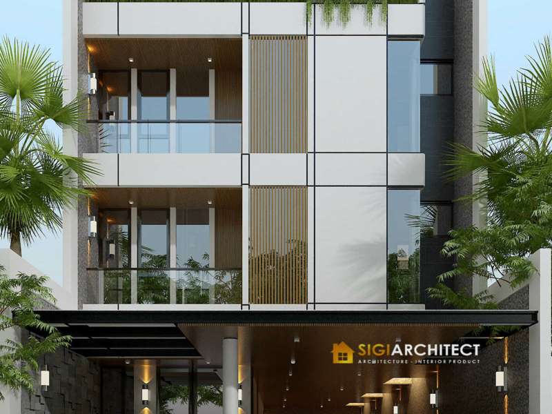 Desain Kos Minimalis Industrial 3 Lantai