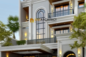 Rumah Klasik American 3 Lantai, Desain  Cluster Tanpa Pagar