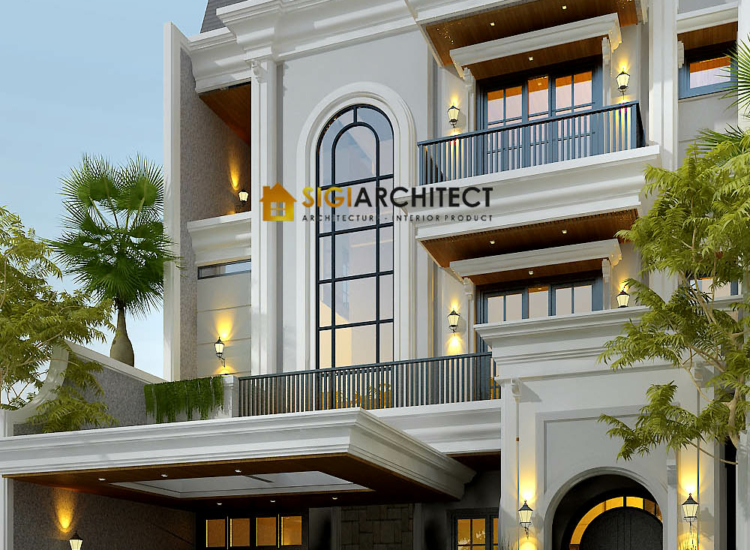 Rumah Klasik American 3 Lantai, Desain  Cluster Tanpa Pagar