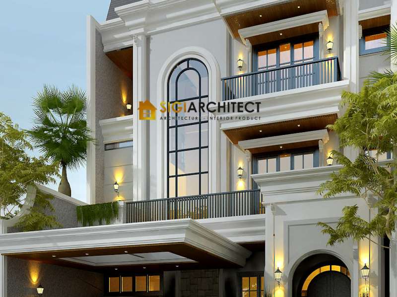 Rumah Klasik American 3 Lantai, Desain  Cluster Tanpa Pagar