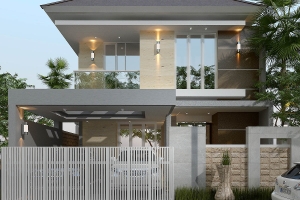 Desain Rumah 4 Kamar 2 Lantai LB 250 M2 Pojok-Hook