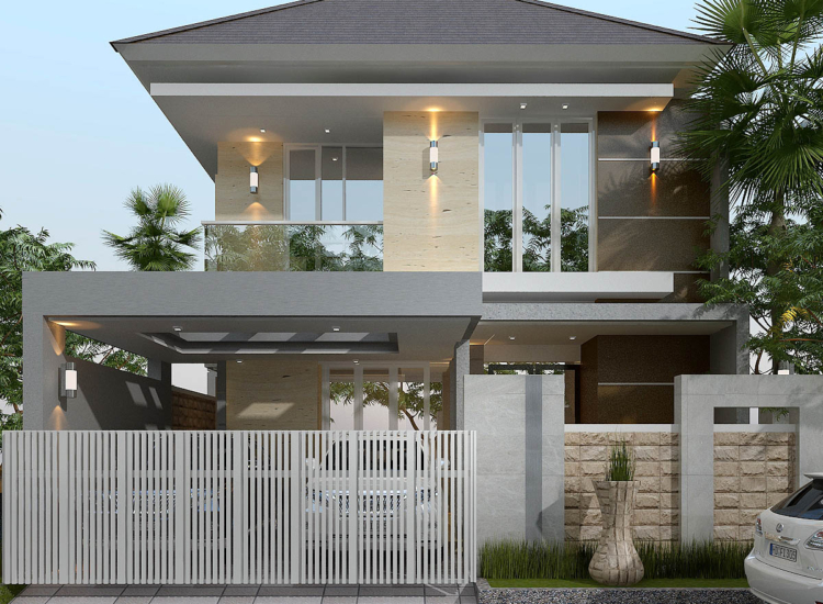 Desain Rumah 4 Kamar 2 Lantai LB 250 M2 Pojok-Hook