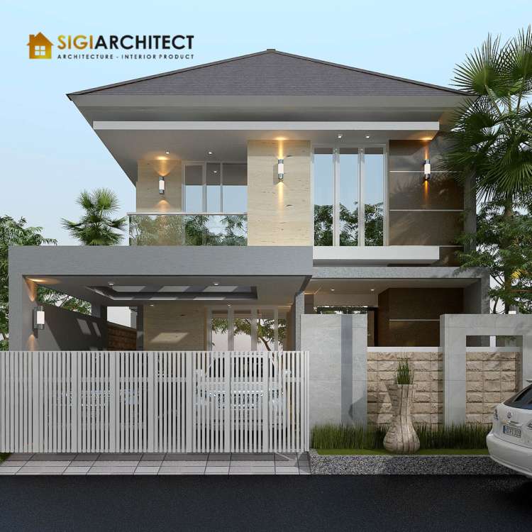 Desain Rumah 4 Kamar 2 Lantai LB 250 M2 Pojok-Hook