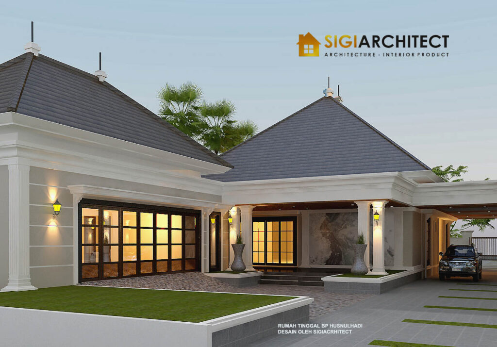 DESAIN RUMAH KLASIK AMERICAN 1 LANTAI