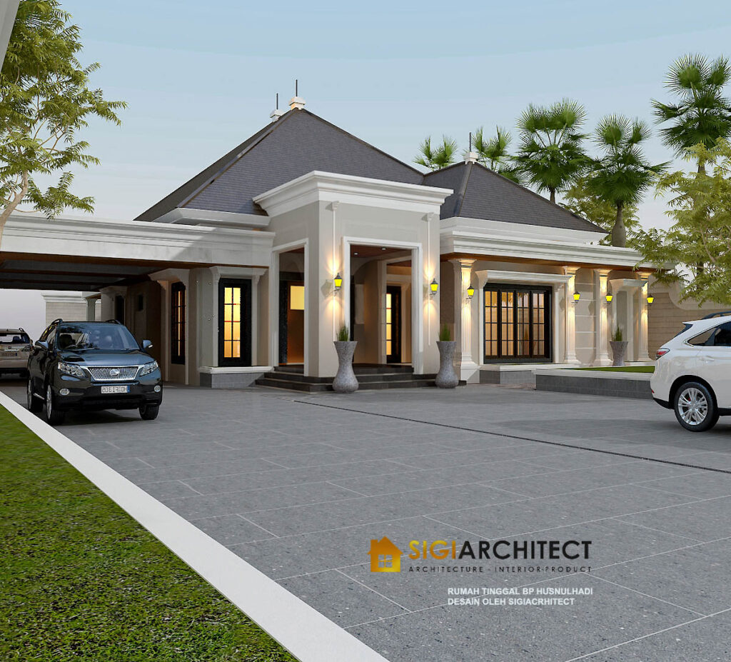 DESAIN TERAS RUMAH KLASIK AMERICAN 1 LANTAI