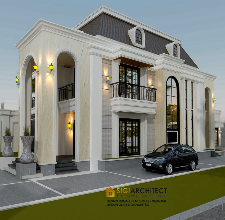 desain rumah klasik minimalis hook 2 lantai