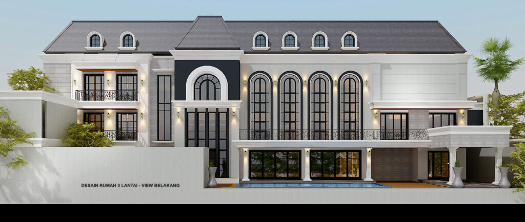 DESAIN RUMAH MEWAH klasik american kolam renang
